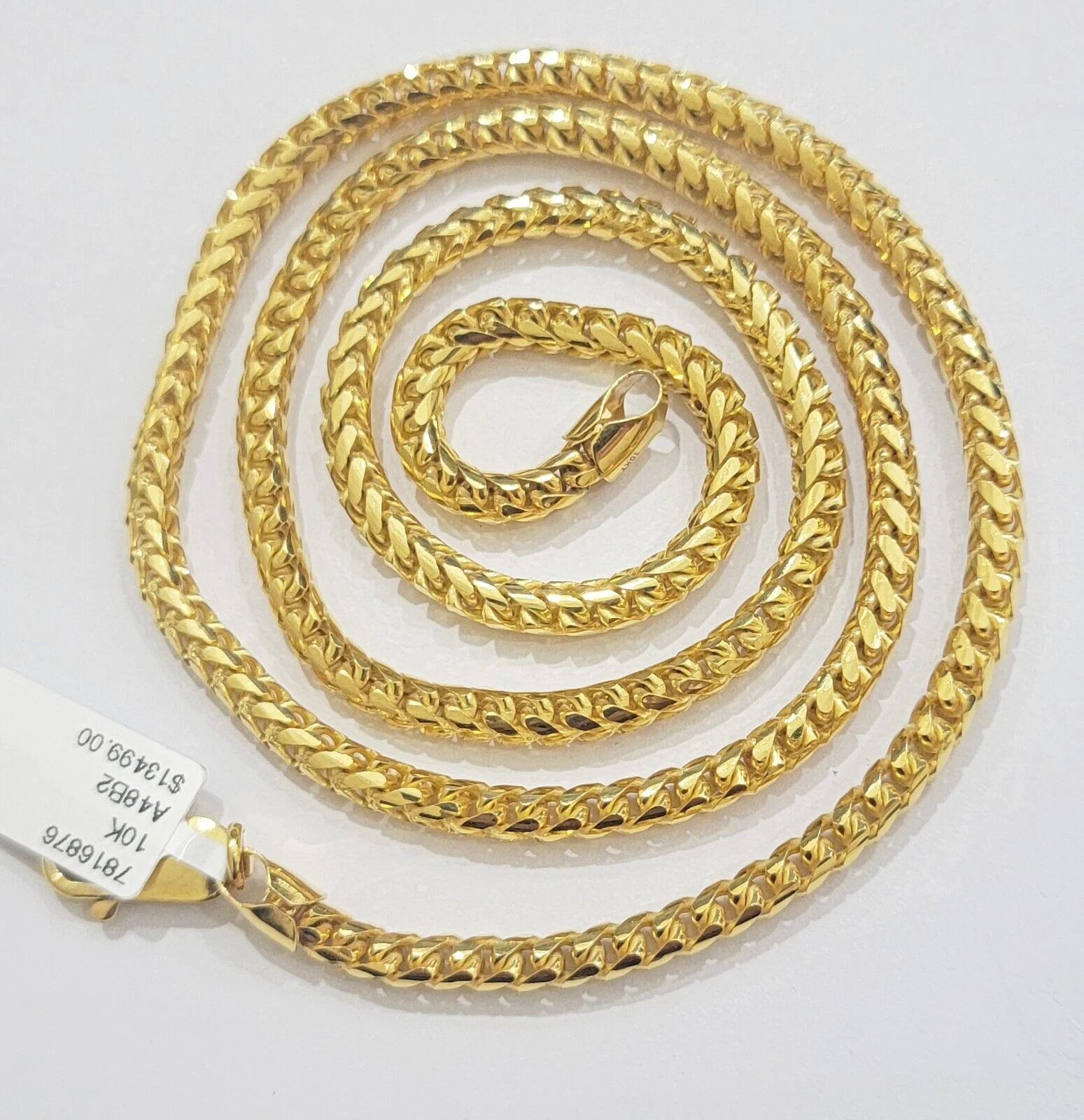 10k Gold Necklace Franco Solid Chain 4mm 26 Inch 10k Yellow Gold, Heavy & Strong - Image 3