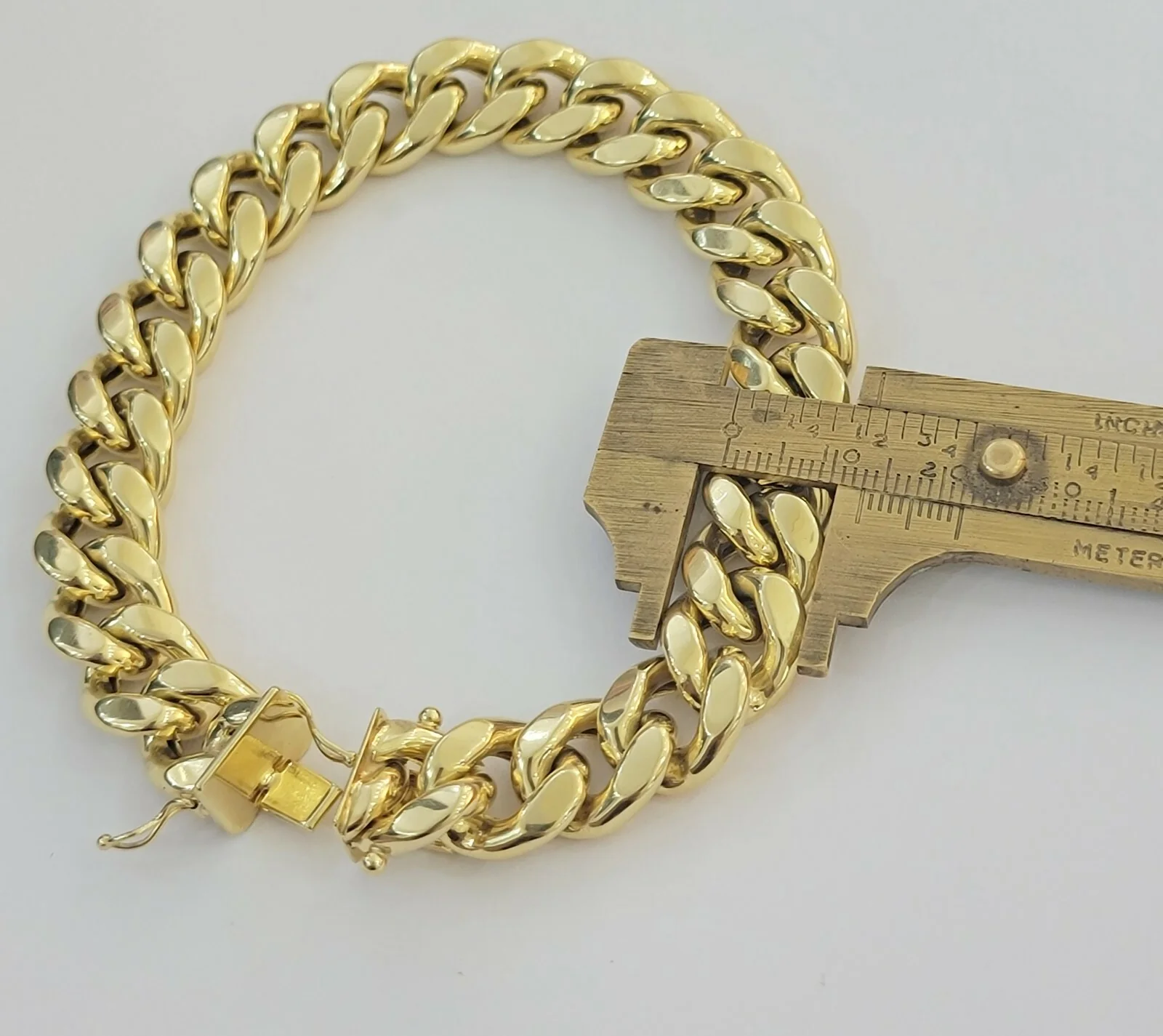 14k Yellow Gold Bracelet 13mm Miami Cuban Link  With Box Clasp Mens Real 14kt - Image 5