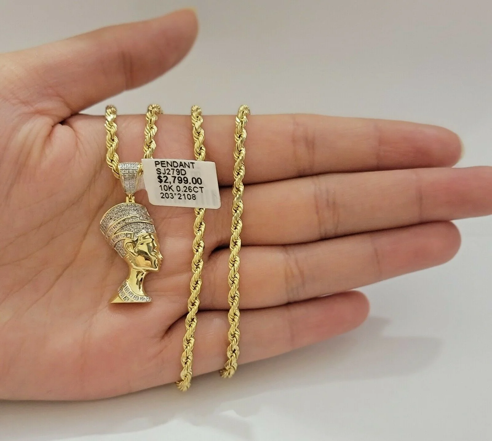 REAL 10k Gold Diamond Pendant Pharaoh Head Charm 1/4 Ct Natural Diamonds Mens - Image 3