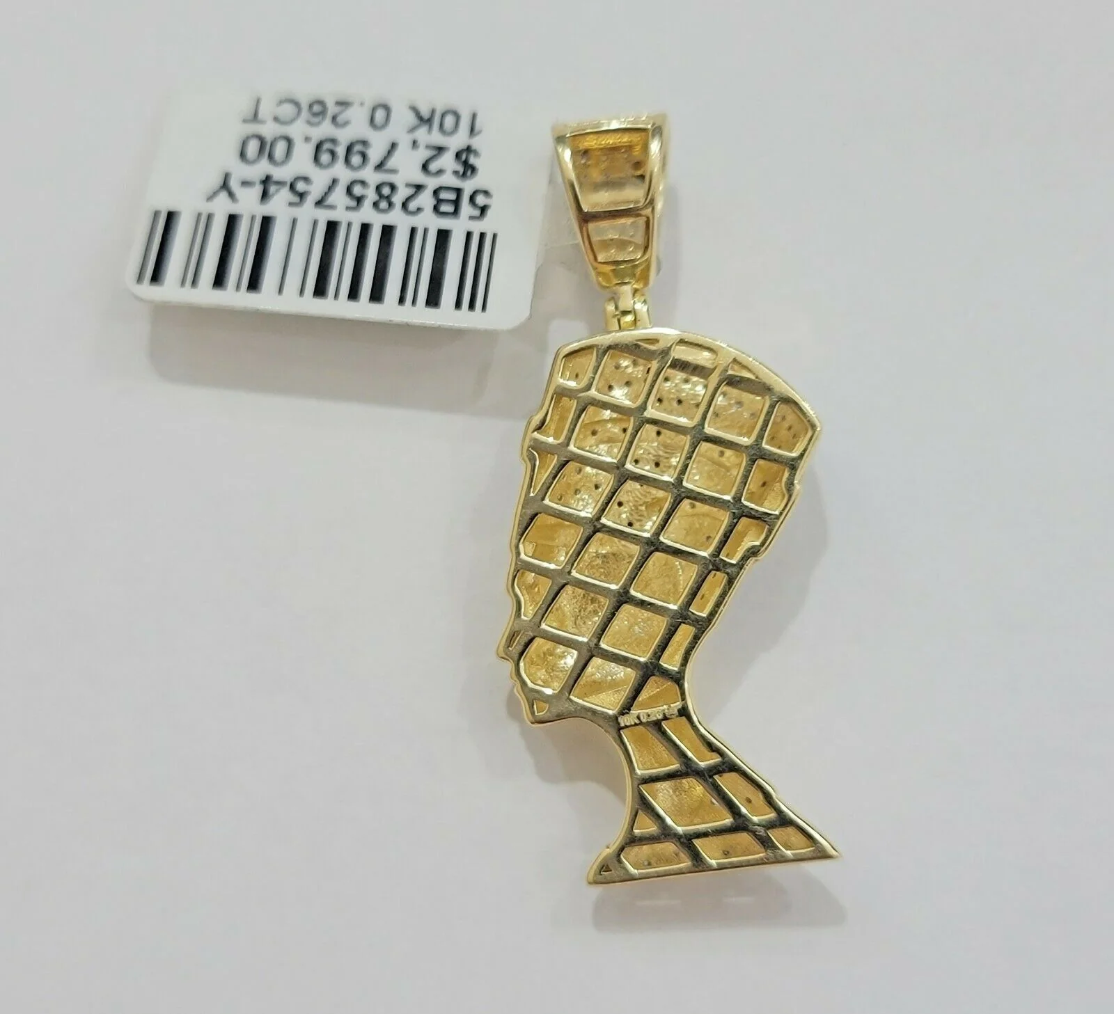 REAL 10k Gold Diamond Pendant Pharaoh Head Charm 1/4 Ct Natural Diamonds Mens - Image 7