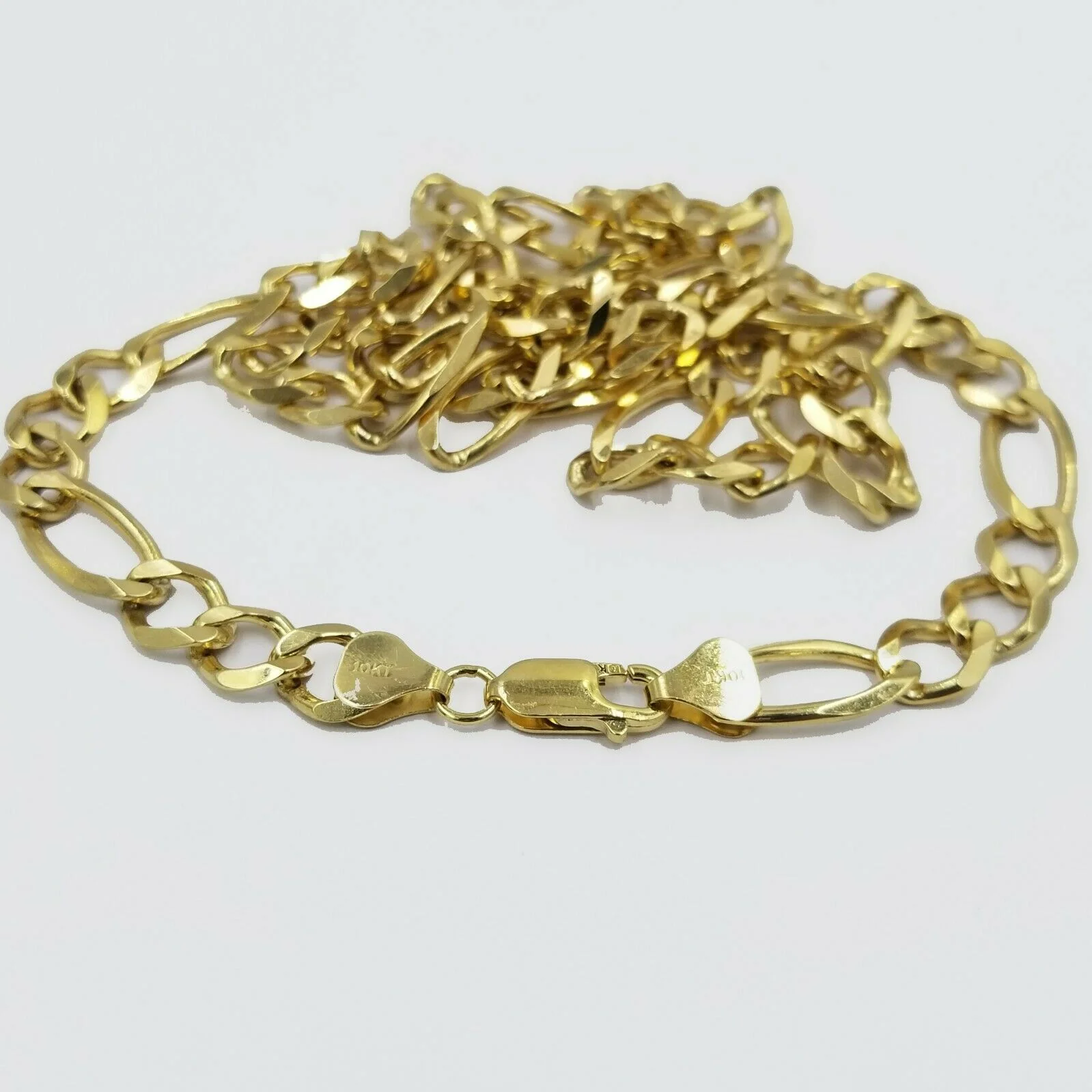 REAL 10k Gold SOLID Mens Necklace Figaro Link Chain 20"-30" 10kt Yellow Gold 7mm - Image 3