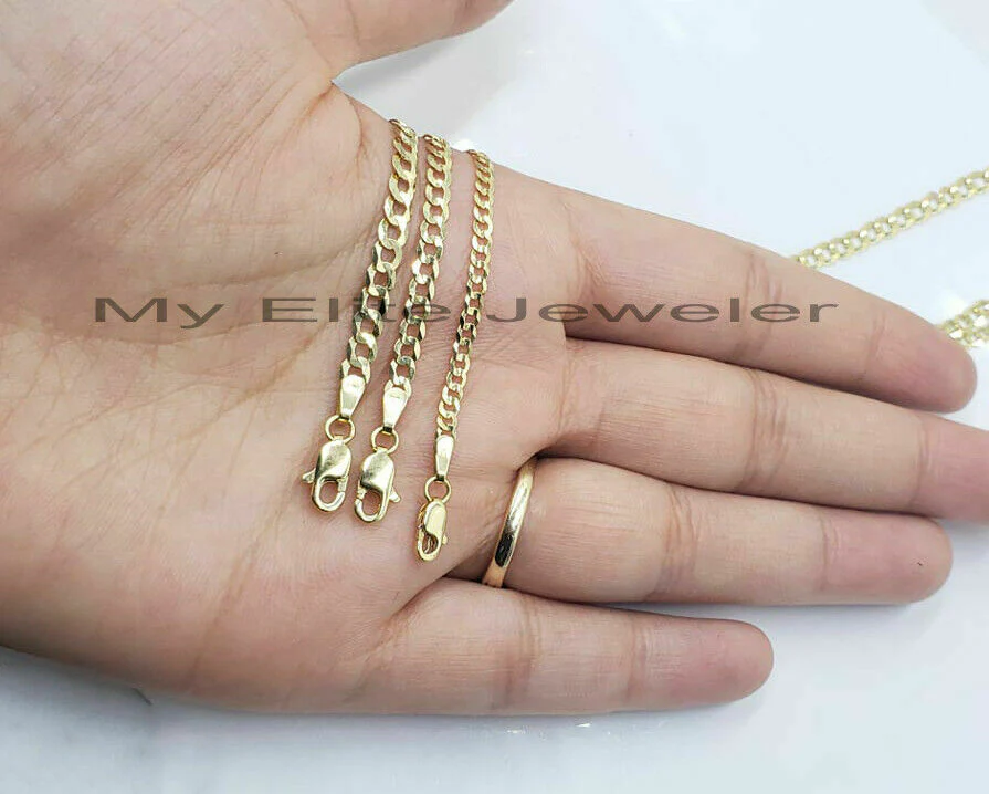 Real 14k Gold Chain Solid Cuban Curb Link Bracelet Necklace 3mm-10mm 7"-30" 14kt - Image 9