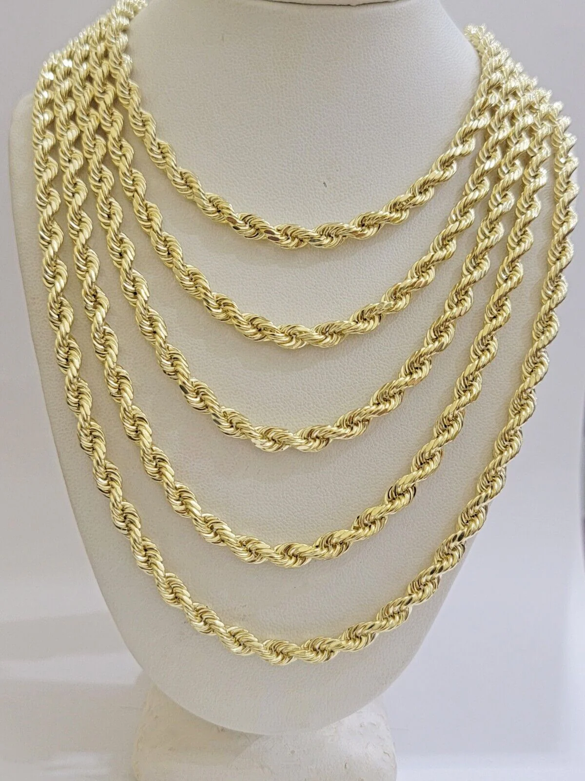 Real 14k Gold Rope chain 18 Inch 5mm Diamond Cuts 14kt Yellow Gold Men Women - Image 3
