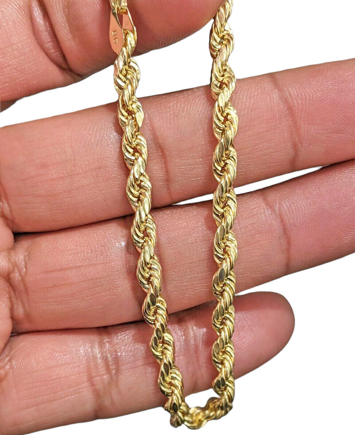 Real 14k Gold Rope chain 18 Inch 5mm Diamond Cuts 14kt Yellow Gold Men Women - Image 7