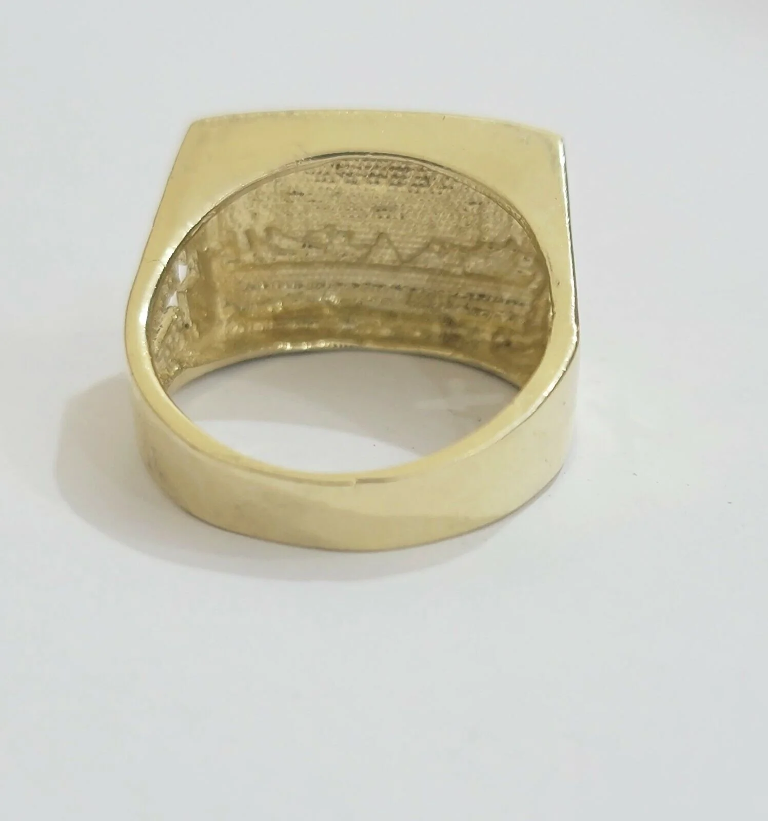 Solid 10k Yellow Gold Ring Last Supper Style Casual, Pinky, Square, REAL 10kt Size: 6 7 8 9 10 11&12 - Image 3